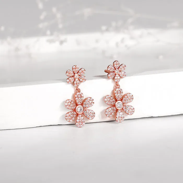 Rose Gold Stunning Flower Earrings