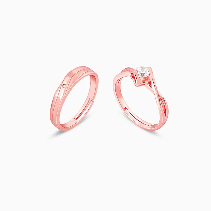 Rose Gold Two As One Couple Rings