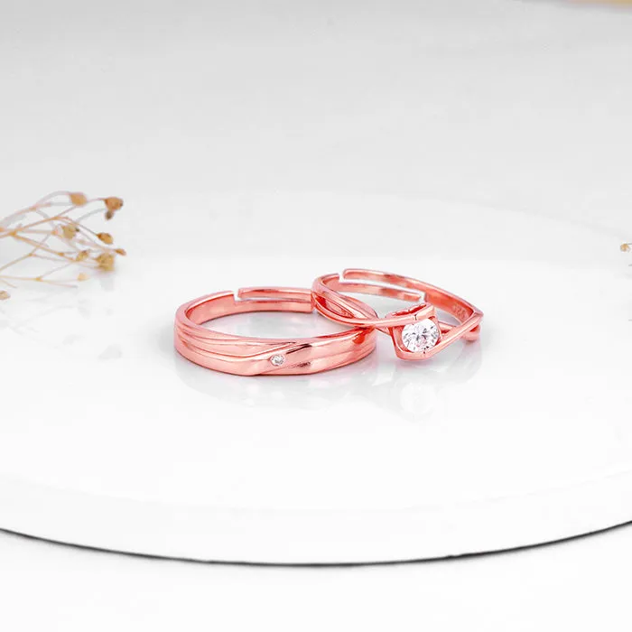 Rose Gold Two As One Couple Rings