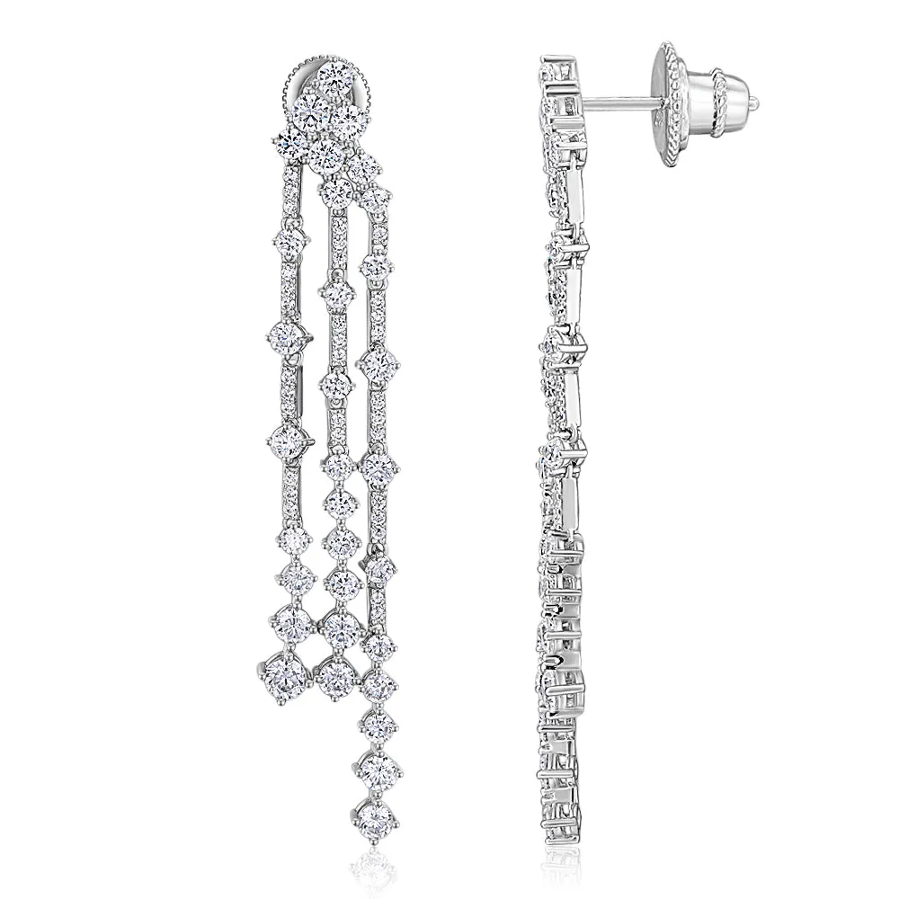 Round Brilliant drop earrings in sterling silver