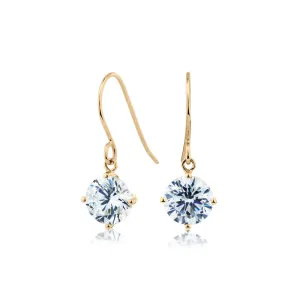 Round Brilliant drop earrings with 2 carats* of diamond simulants in 10 carat yellow gold