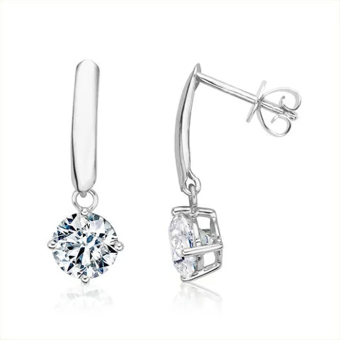 Round Brilliant drop earrings with 2.06 carats* of diamond simulants in 10 carat white gold