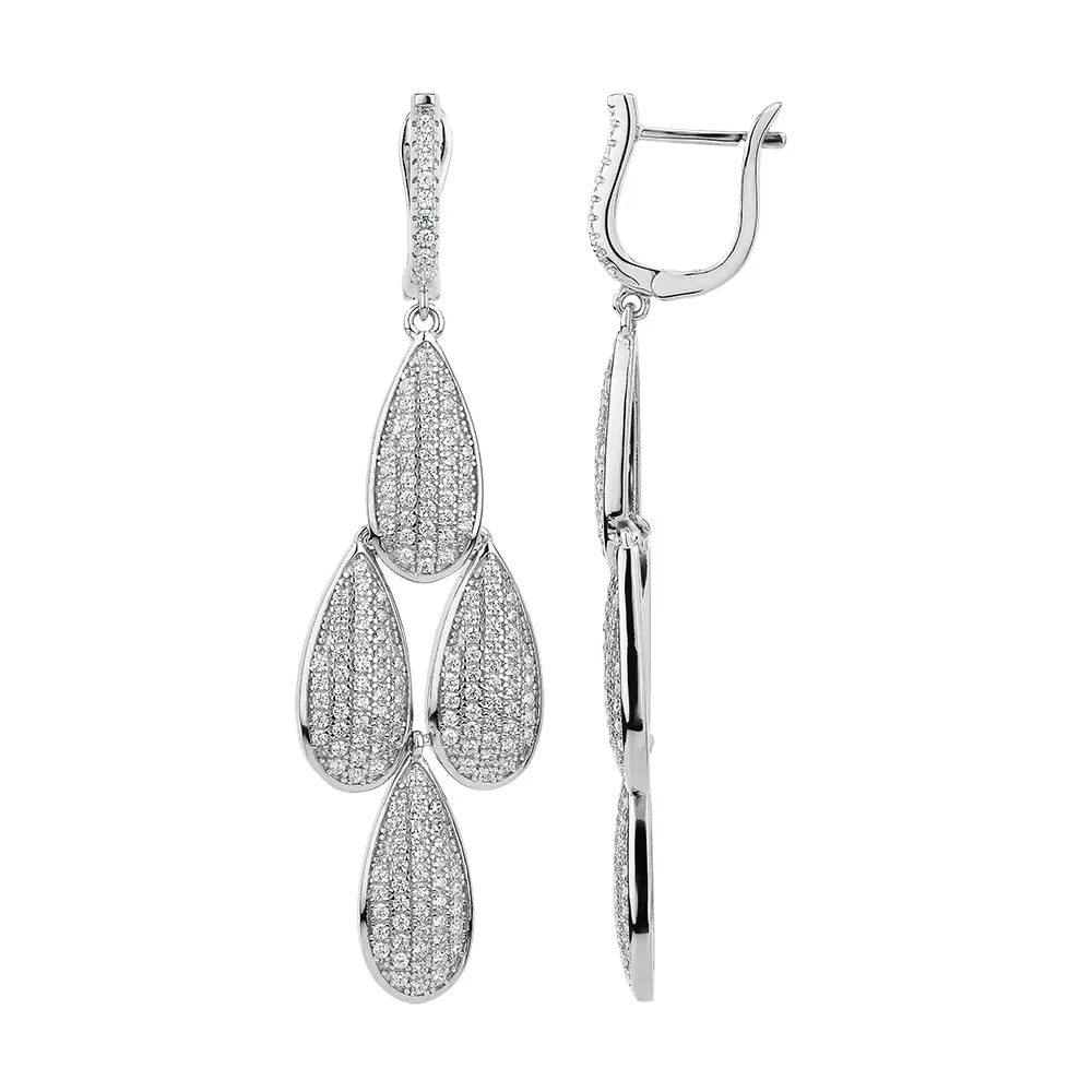 Round Brilliant drop earrings with 2.24 carats* of diamond simulants in sterling silver