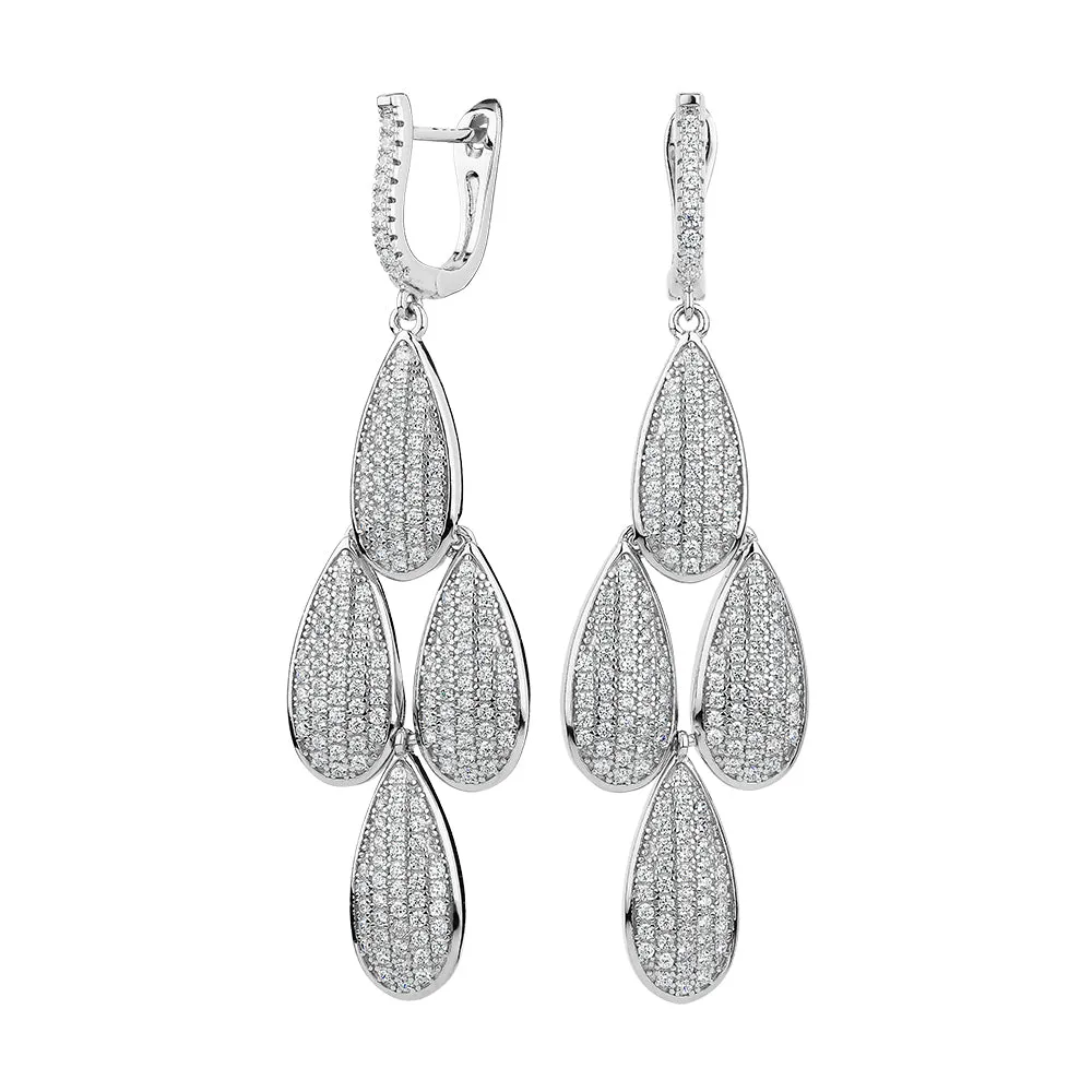 Round Brilliant drop earrings with 2.24 carats* of diamond simulants in sterling silver
