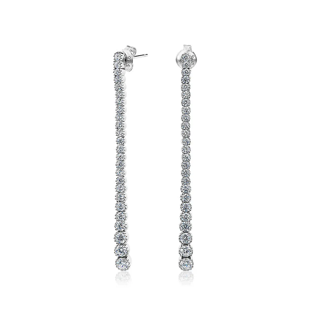 Round Brilliant drop earrings with 2.42 carats* of diamond simulants in sterling silver