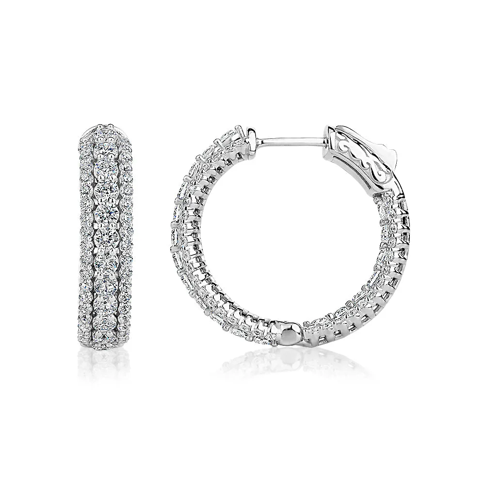 Round Brilliant hoop earrings with 2.71 carats* of diamond simulants in sterling silver