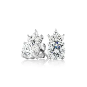 Round Brilliant, Marquise and Pear stud earrings with 2.72 carats* of diamond simulants in 10 carat white gold