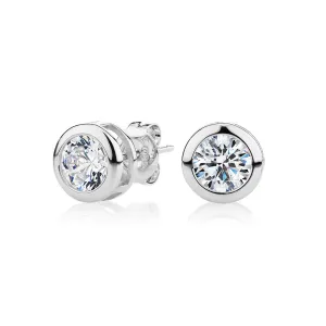 Round Brilliant stud earrings with 2 carats* of diamond simulants in 10 carat white gold