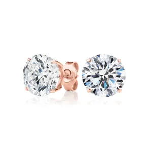 Round Brilliant stud earrings with 6 carats* of diamond simulants in 10 carat rose gold