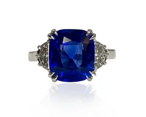 Sapphire Cushion Ring 6.04 CT