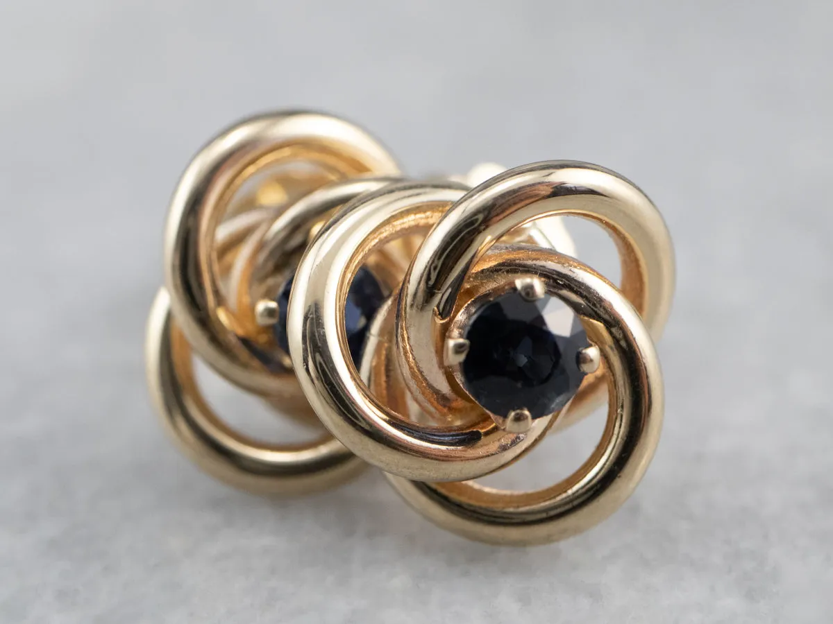 Sapphire Gold Lover's Knot Stud Earrings