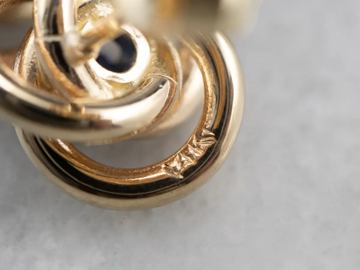 Sapphire Gold Lover's Knot Stud Earrings