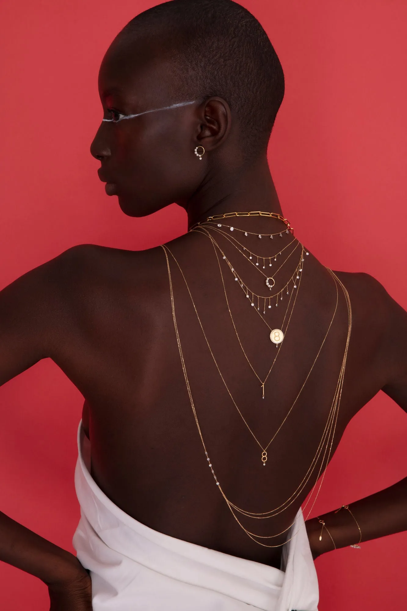 Sautoir 8 18K Gold Necklace w. Diamond