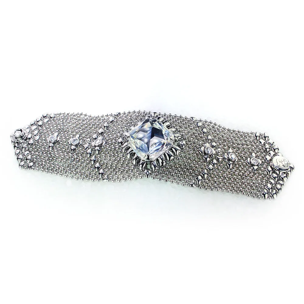 SG Liquid Metal ICB11-N Chrome Finish Bracelet with Zircons and Swarovski Crystal by Sergio Gutierrez