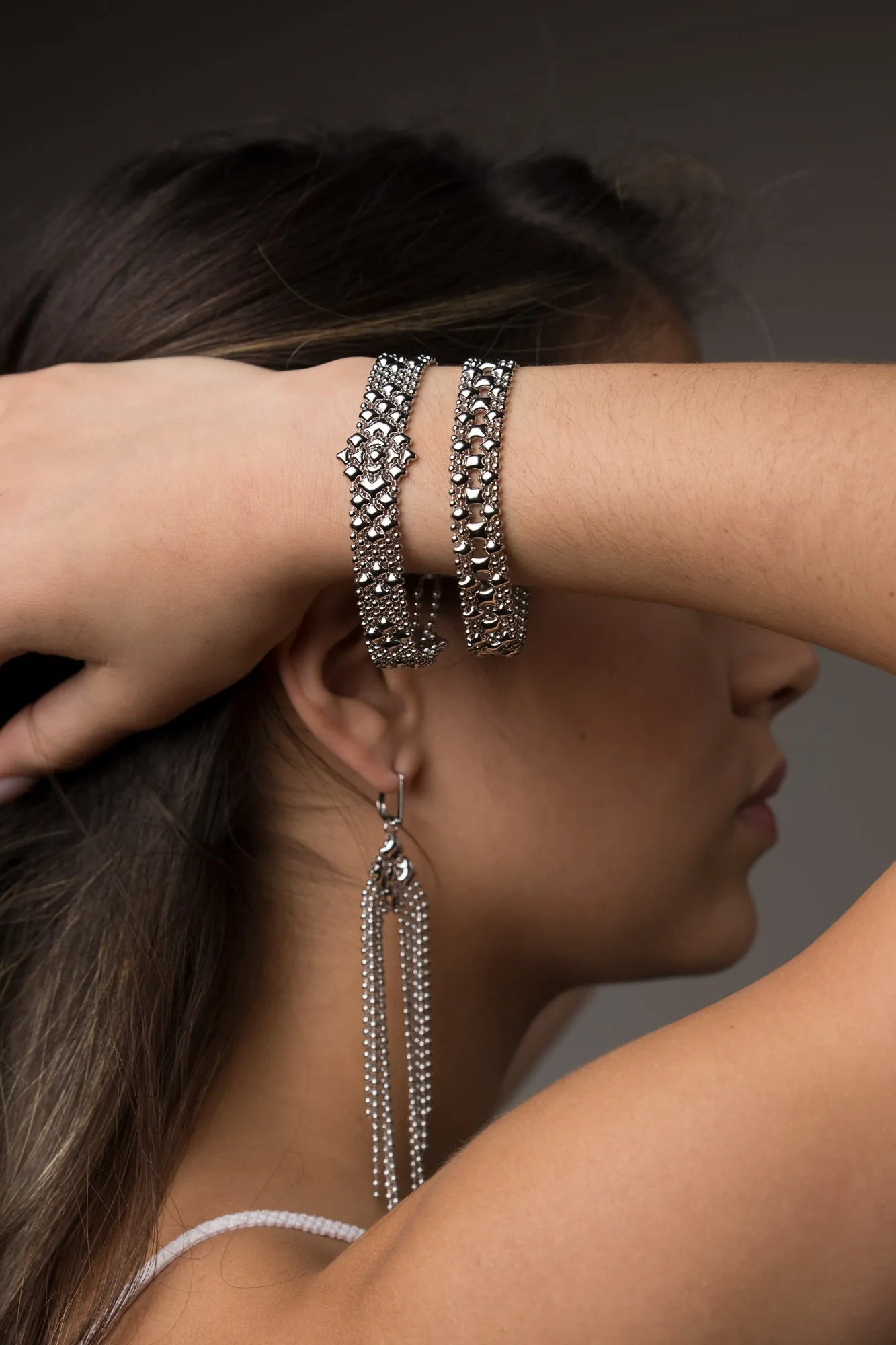 SG Liquid Metal MINI A-N Chrome Finish Bracelet by Sergio Gutierrez