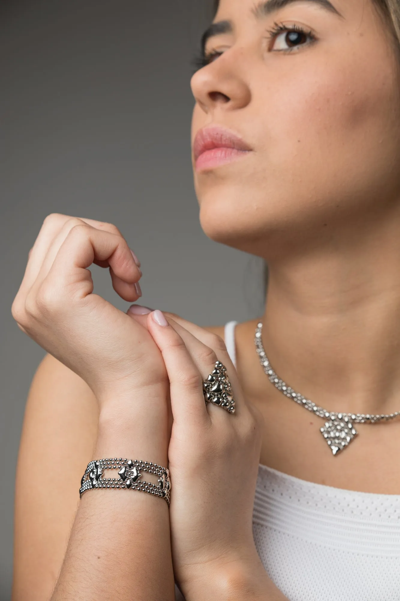 SG Liquid Metal MINI D - AS Antique Silver Bracelet by Sergio Gutierrez