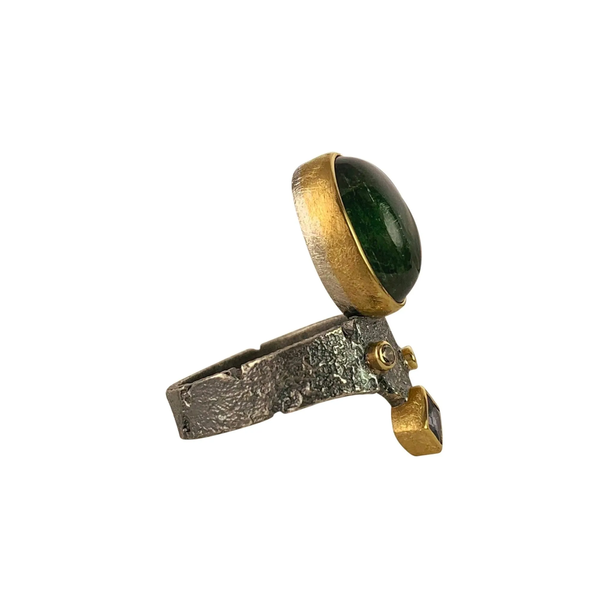 Shield Ring with Green Tourmaline