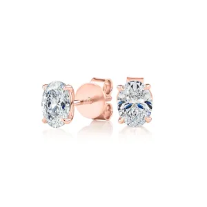 Signature Simulant Diamond 1.40 carat* TW oval stud earrings in 14 carat rose gold