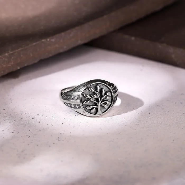 Silver Adam's Tree Ring For Him