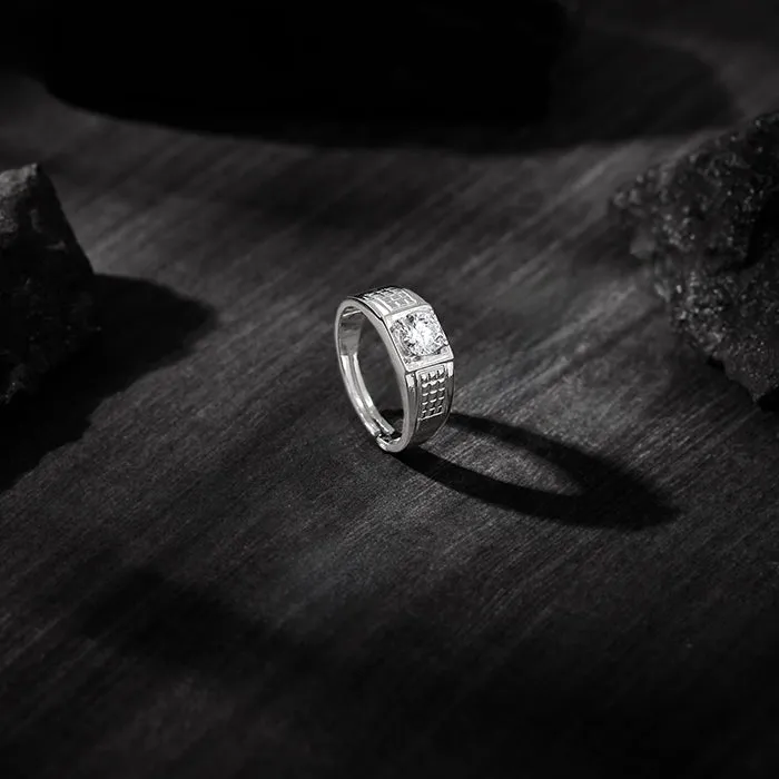 Silver Classic Stud Ring For Him