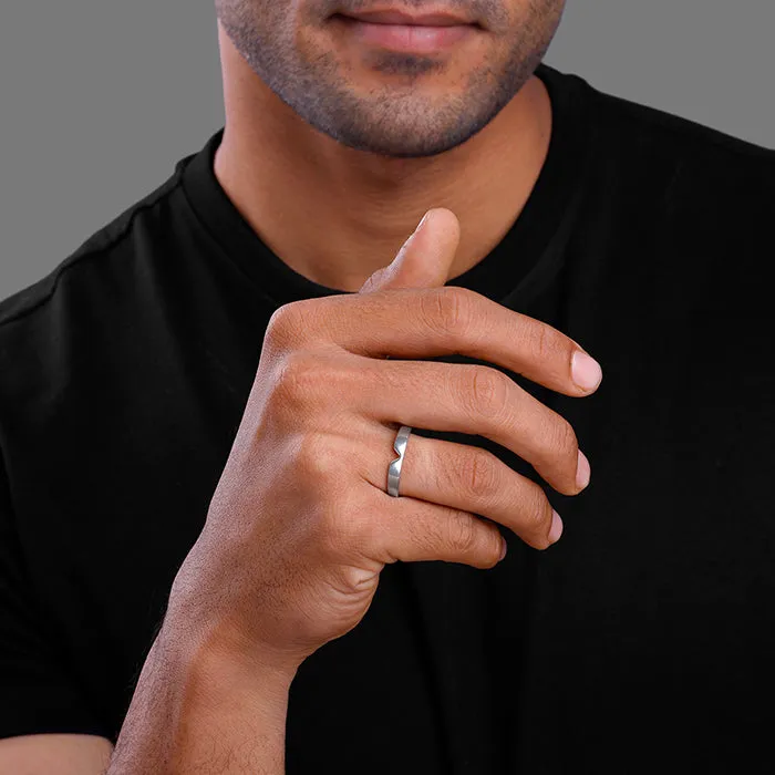 Silver Classic V Ring For Him
