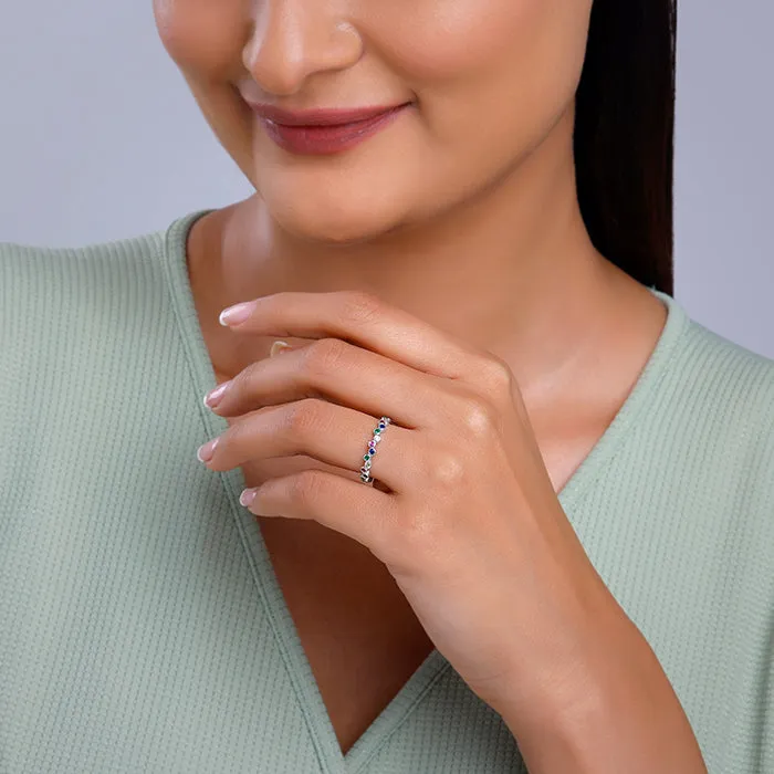 Silver Colourful Elegant Ring