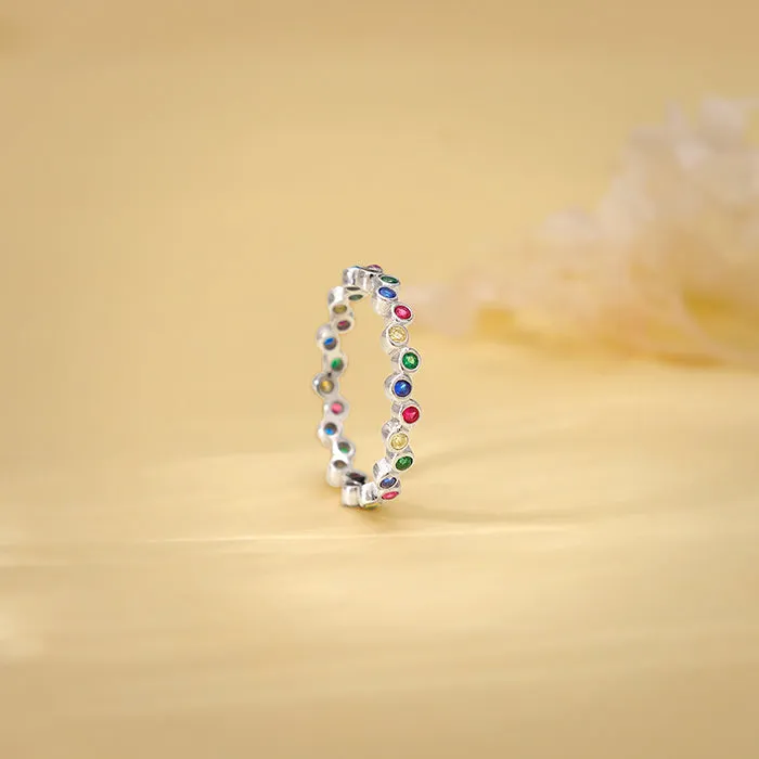 Silver Colourful Elegant Ring