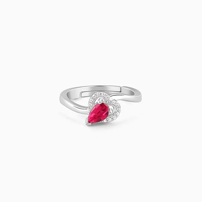 Silver Dewdrop Heart Ring