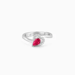 Silver Dewdrop Heart Ring