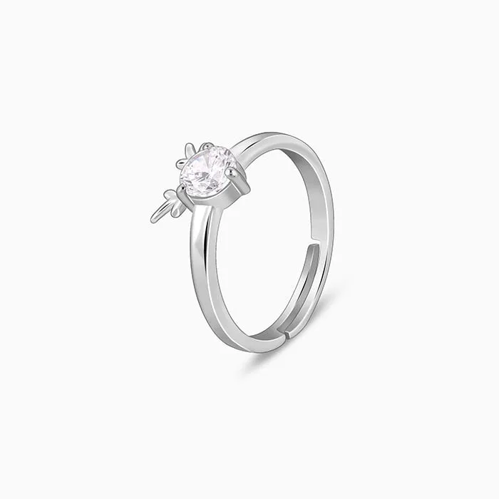 Silver Fawn Heart Ring