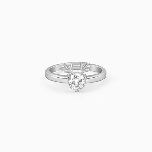 Silver Fawn Heart Ring