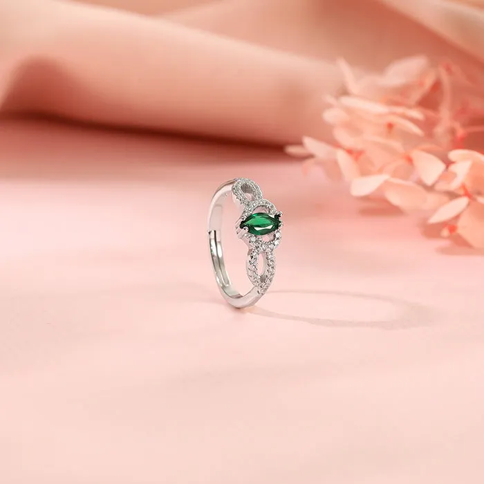 Silver Green Spark Ring