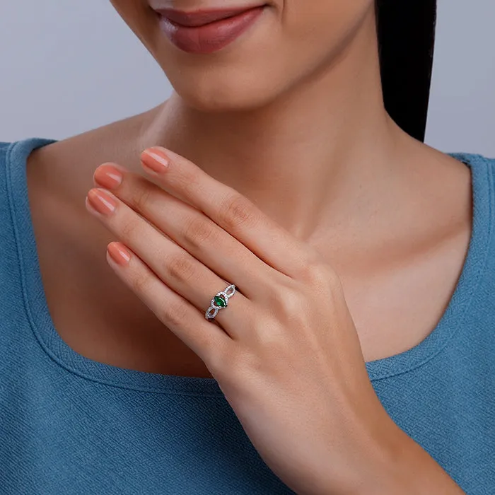 Silver Green Spark Ring