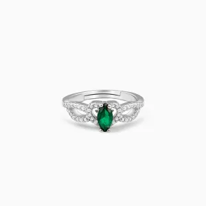 Silver Green Spark Ring