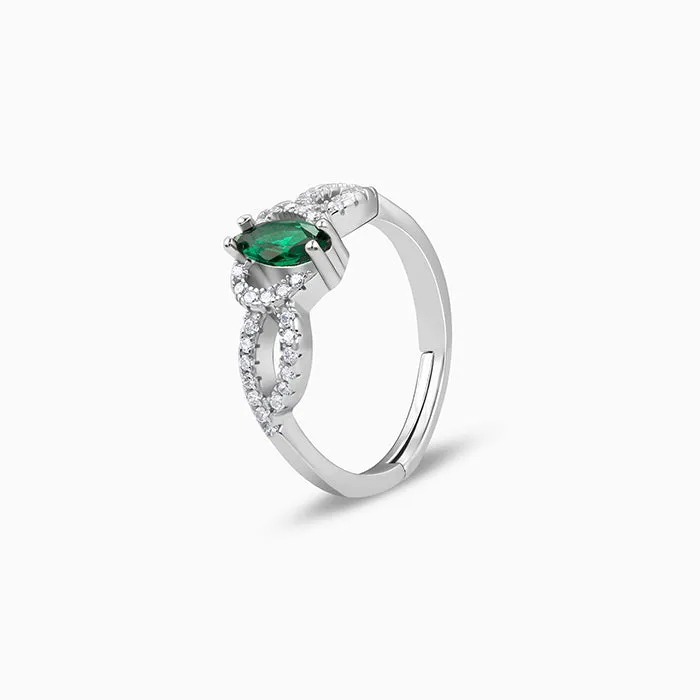 Silver Green Spark Ring