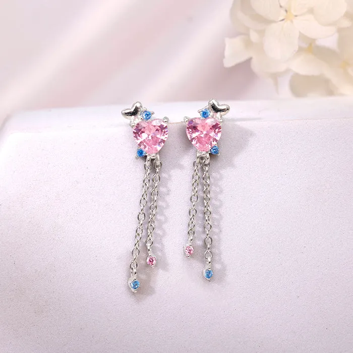 Silver Hearts Dangler Earrings