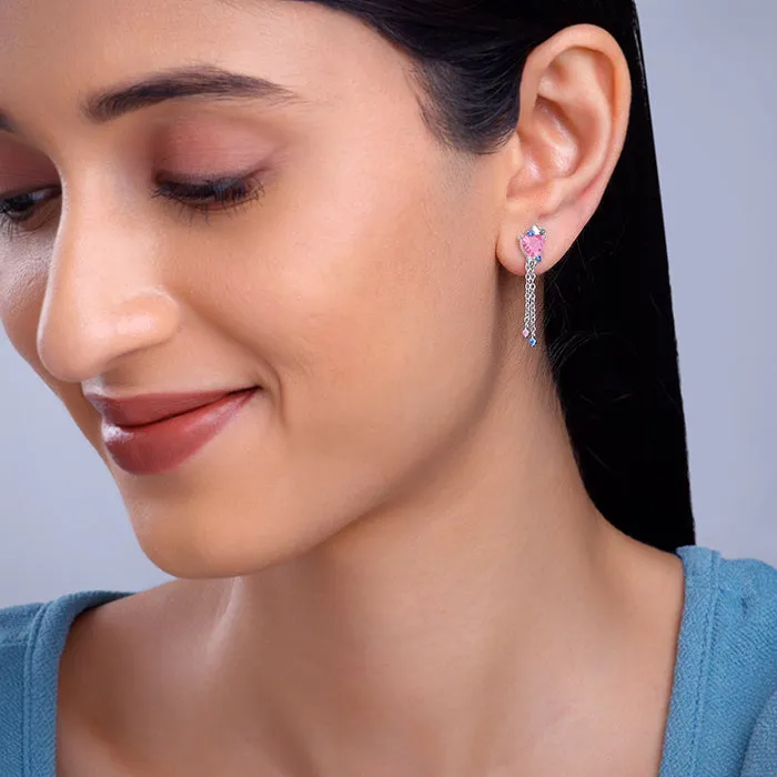 Silver Hearts Dangler Earrings
