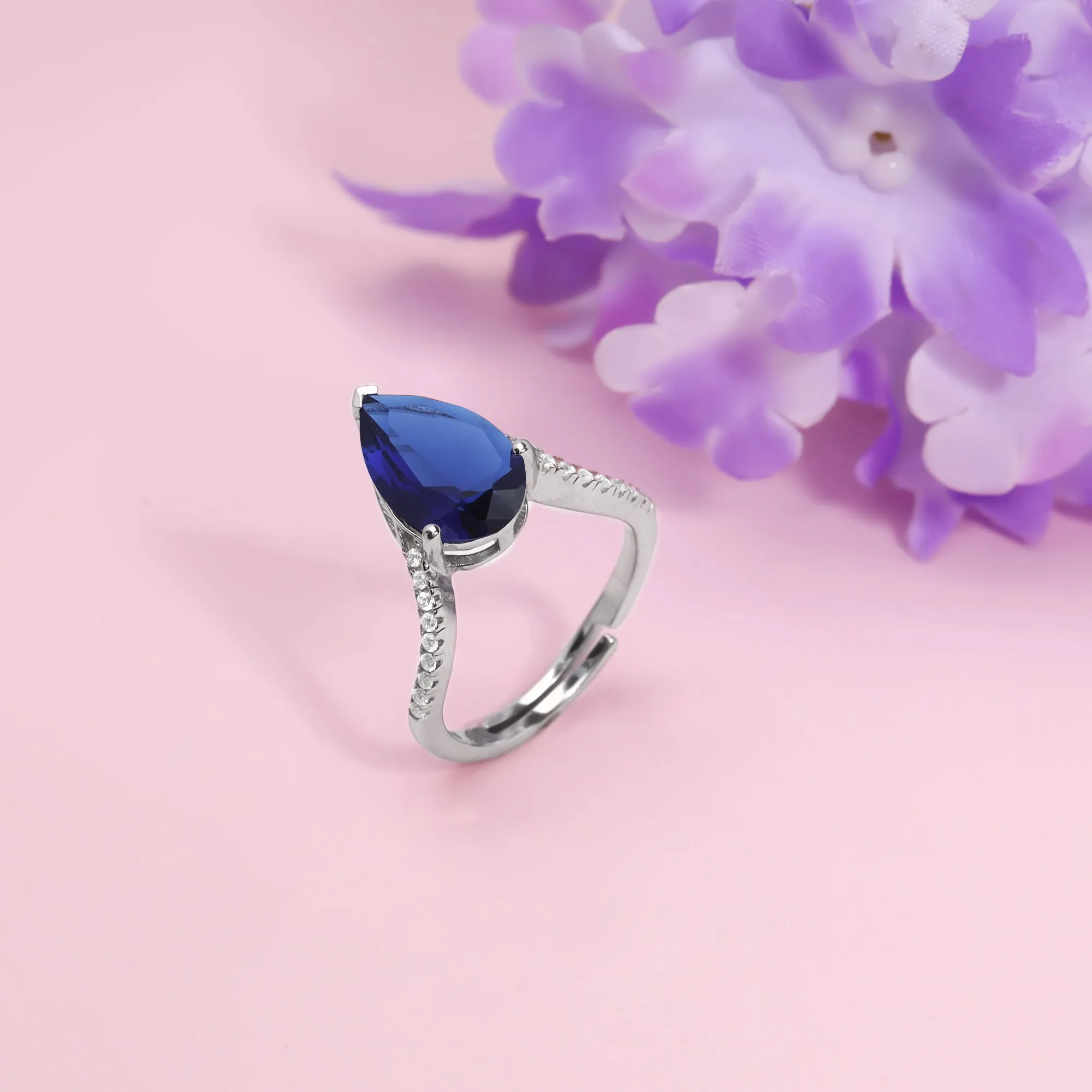 Silver Midnight Blue Ring