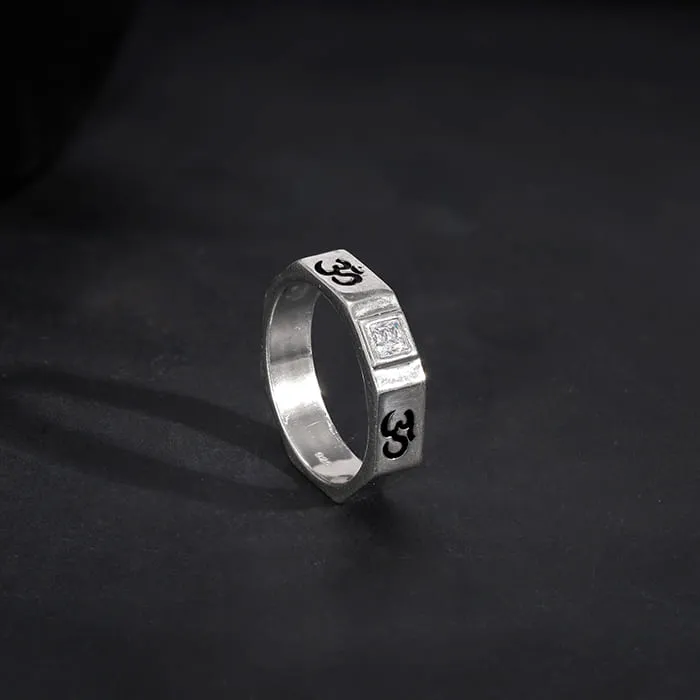 Silver Om Ring For Men