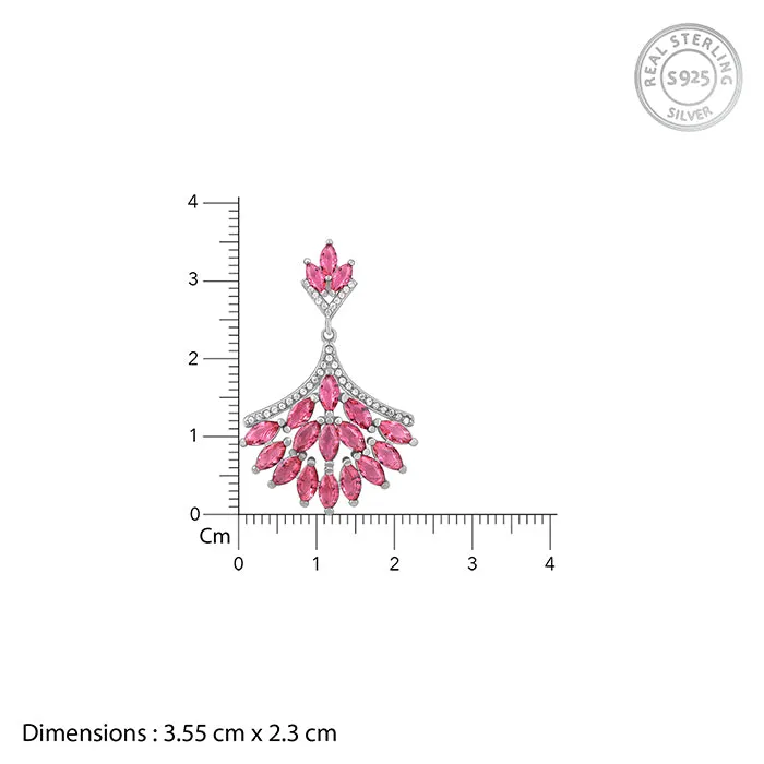 Silver Pink Floret Earrings