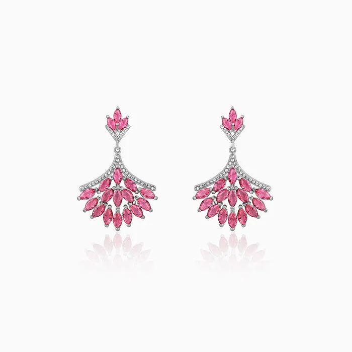 Silver Pink Floret Earrings