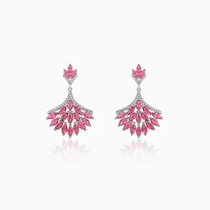 Silver Pink Floret Earrings