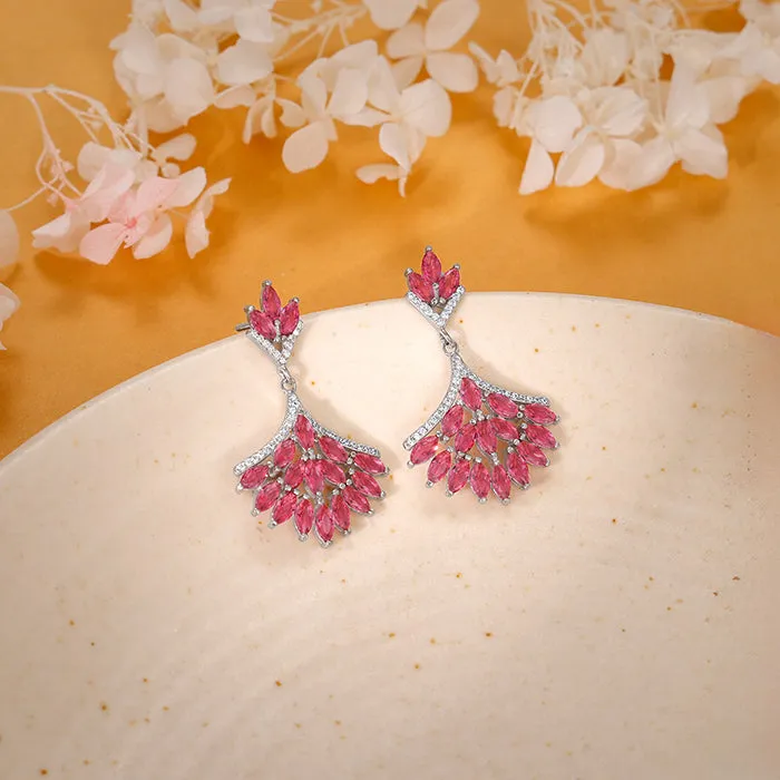 Silver Pink Floret Earrings