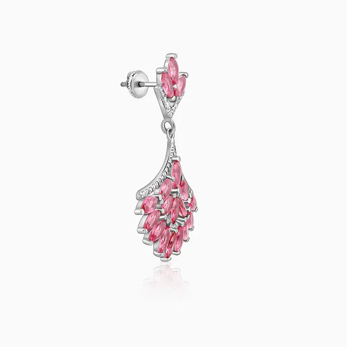 Silver Pink Floret Earrings