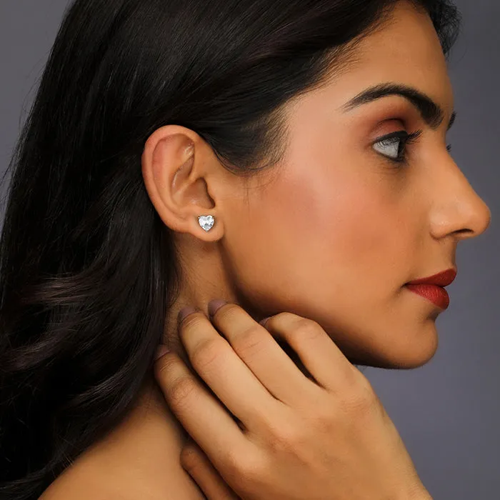 Silver Shape of Heart Earrings