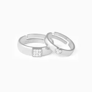 Silver Shining Love Couple Rings