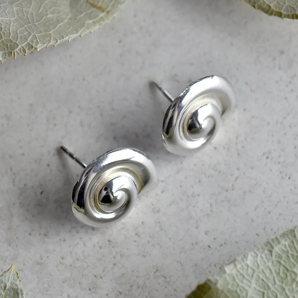 Silver Swirl Stud Earrings