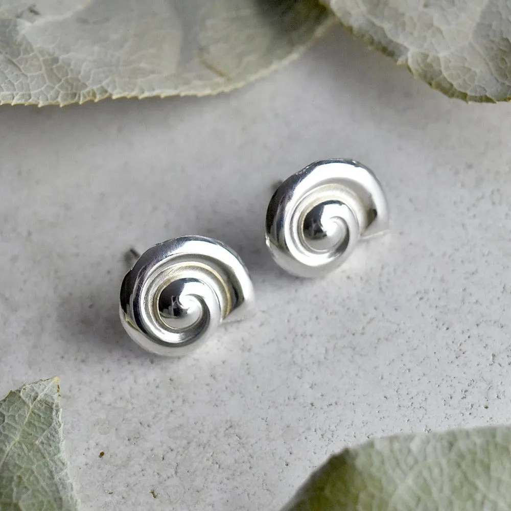 Silver Swirl Stud Earrings