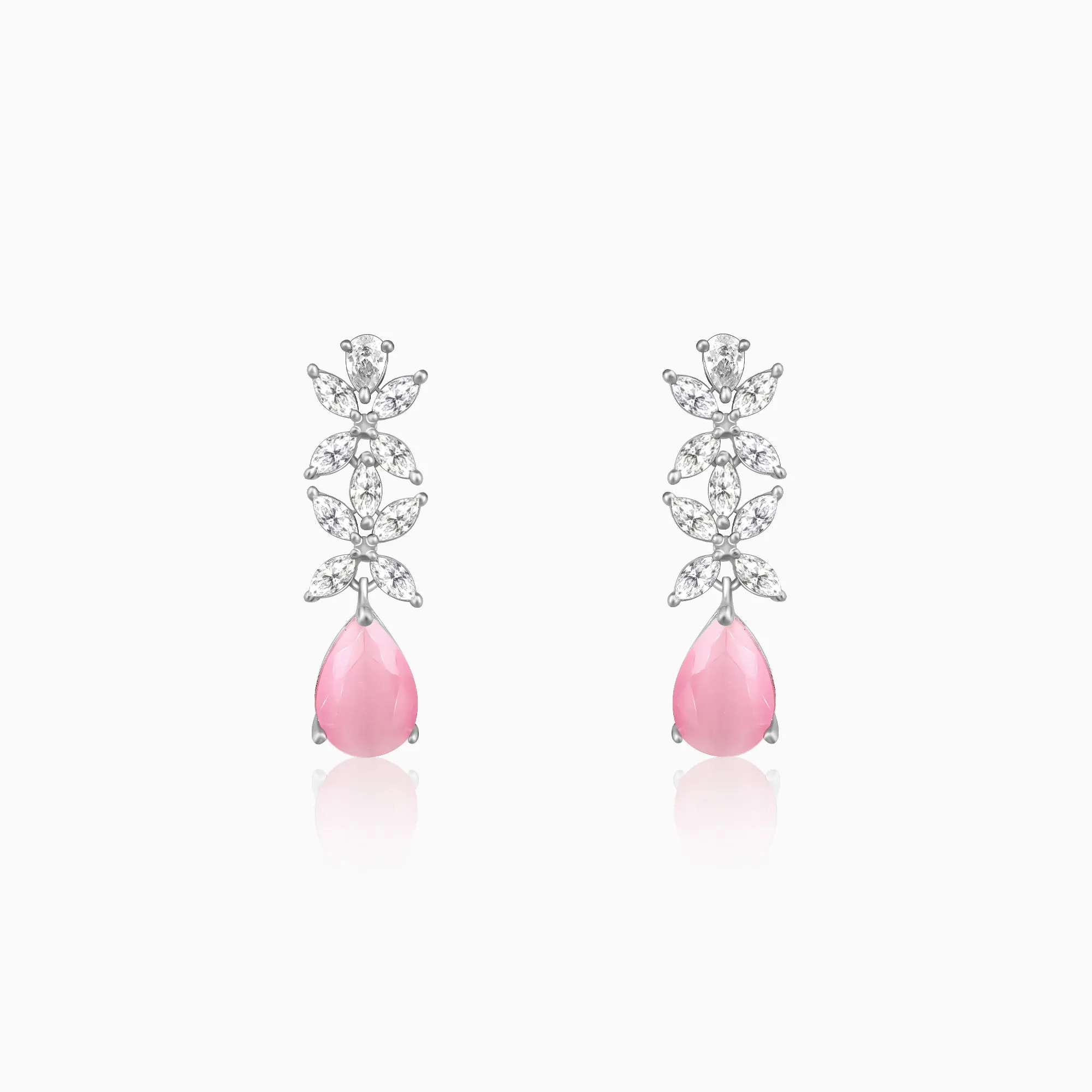 Silver Zircon Studded Magical Drop Earrings