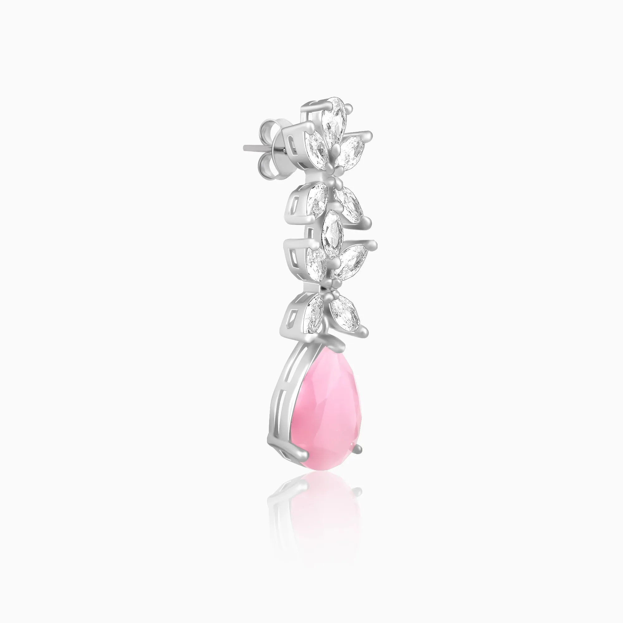 Silver Zircon Studded Magical Drop Earrings